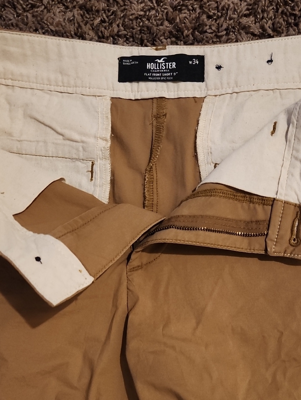 Hollister Men’s Khaki Flat Front Chinos - Tan